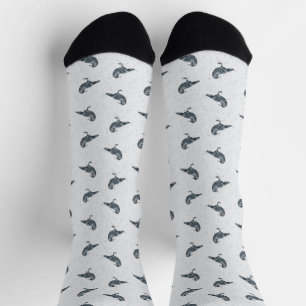 Whimsical Black & white Crow Halloween Socks