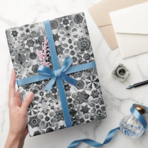 Whimsical Black White Snowflake Abstract Pattern