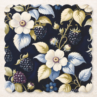Whimsical Blackberry Botanicals Paper Coaster