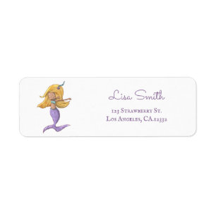 Whimsical Blonde Mermaid Dancing Return Address Label