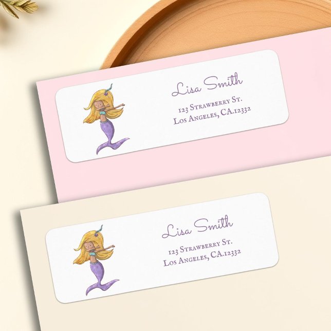 Whimsical Blonde Mermaid Dancing Return Address Label (Creator Uploaded)
