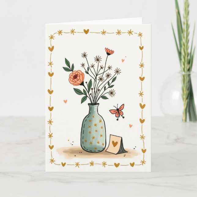 Whimsical Bloom Birthday Card (Front)