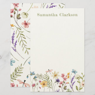 Whimsical Bloom Colorful Spring Wildflower Pattern Stationery