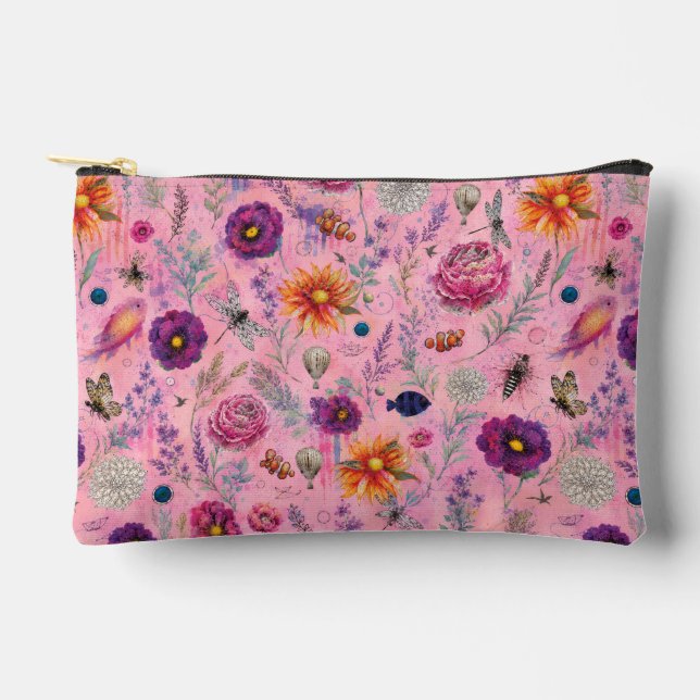 Whimsical Bloom Garden Accessory Pouch (Front)