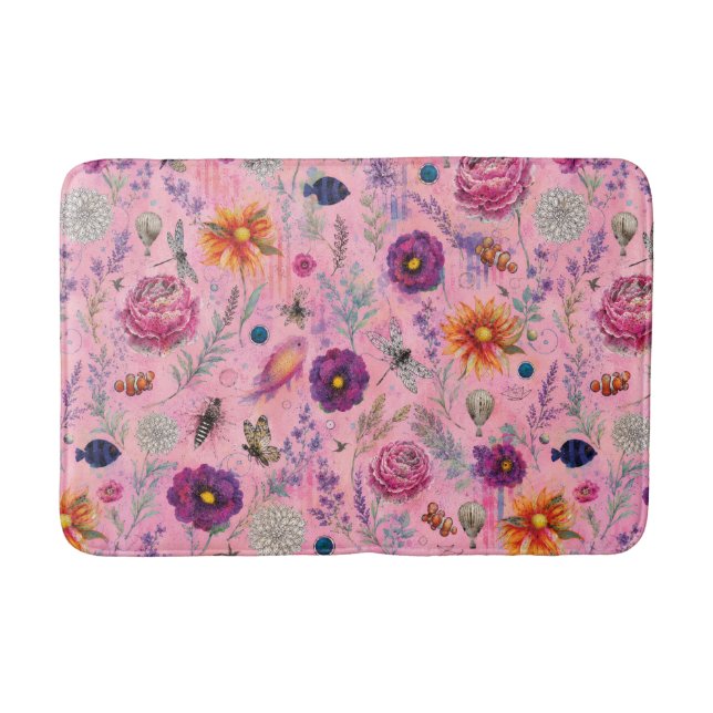 Whimsical Bloom Garden Bath Mat (Front)