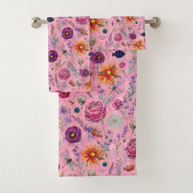 Whimsical Bloom Garden Bath Towel Set (Insitu)