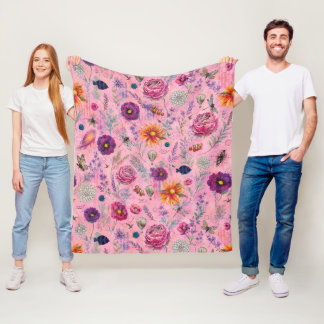 Whimsical Bloom Garden Fleece Blanket