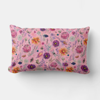 Whimsical Bloom Garden Lumbar Cushion