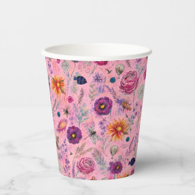 Whimsical Bloom Garden Paper Cups (Front)
