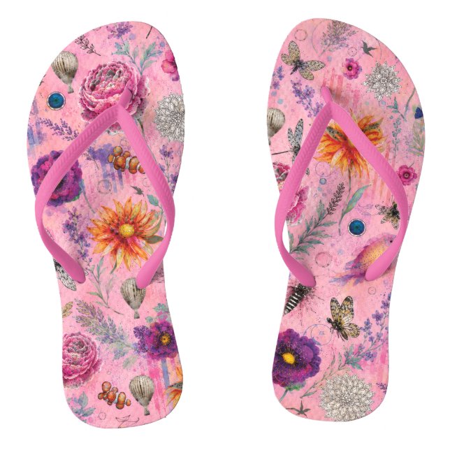 Whimsical Bloom Garden Thongs (Footbed)