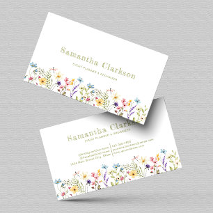 Whimsical Blooming Wildflower Colourful Botanical Business Card