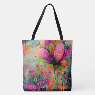 Whimsical Blooms A Burst of Colourful Joy Tote Bag