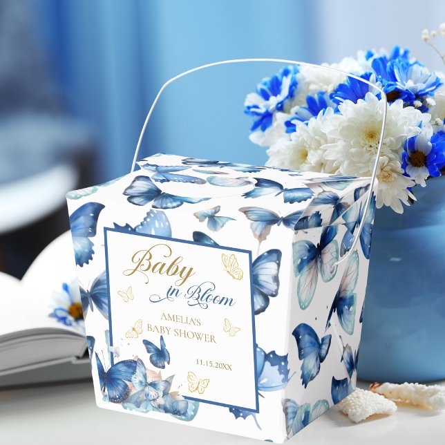 Whimsical Blue and Gold Butterfly Baby in Bloom Favour Box (Creator Uploaded)