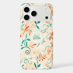 Whimsical Blue and Red Paisley Leaf Pattern (2)