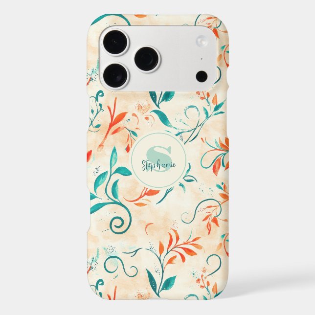 Whimsical Blue and Red Paisley Leaf Pattern (2) (Back)