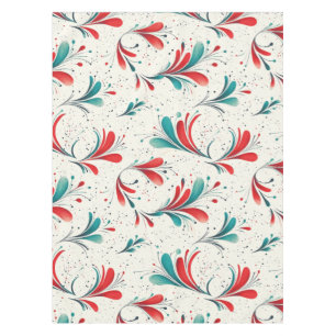 Whimsical Blue and Red Paisley Leaf Pattern (2) Tablecloth