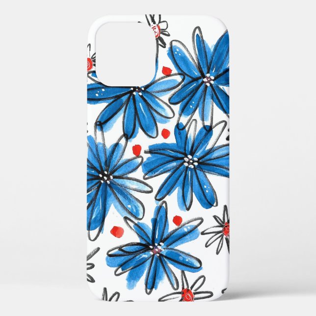 Whimsical Blue and White Flowers Case-Mate iPhone Case (Back)