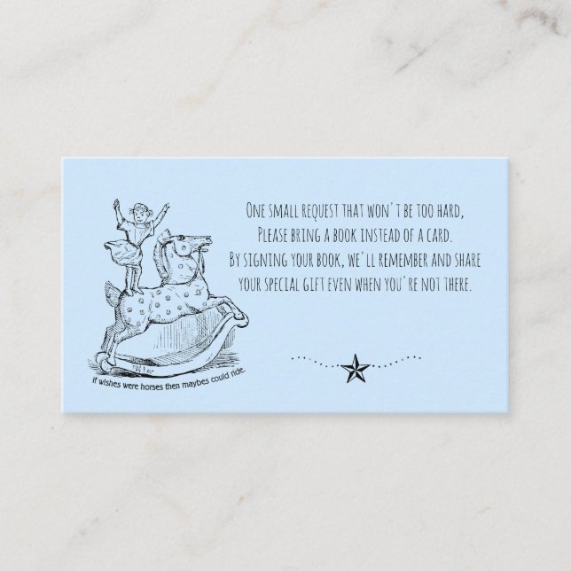 Whimsical blue Baby Boy Books For Baby Enclosure Card (Front)