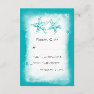Whimsical blue beach wedding RSVP cards