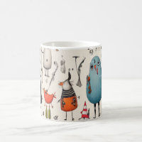 Whimsical Blue Bird & Fantasy Friends Illustrated