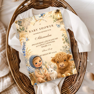Whimsical Blue Boho Baby Shower Invitation