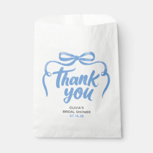 Whimsical Blue Bow Handwritten Bridal Thank You Favour Bag