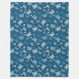 Whimsical Blue Butterfly Fleece Blanket