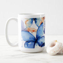 "Whimsical Blue Butterfly Mug"