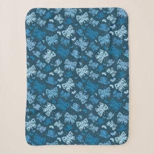 Whimsical Blue Butterfly Sherpa Blanket