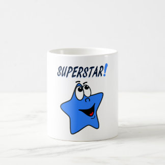 Whimsical Blue Cartoon Superstar Mug for Kids