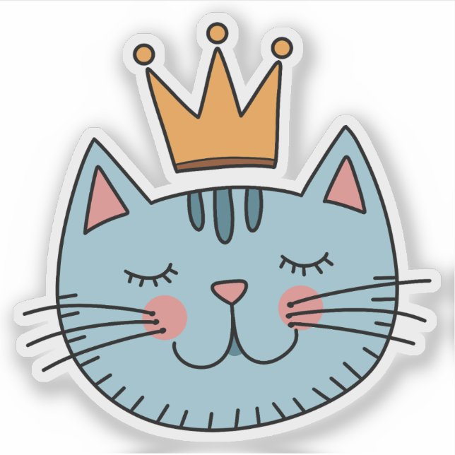 Whimsical Blue Cat With A Yellow Crown  (Front)
