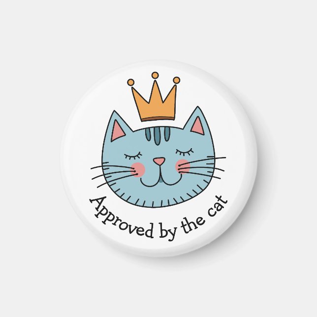 Whimsical Blue Cat With A Yellow Crown Custom Magnet (Front)