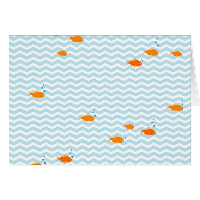 Whimsical Blue chevron with gold fish (Front Horizontal)