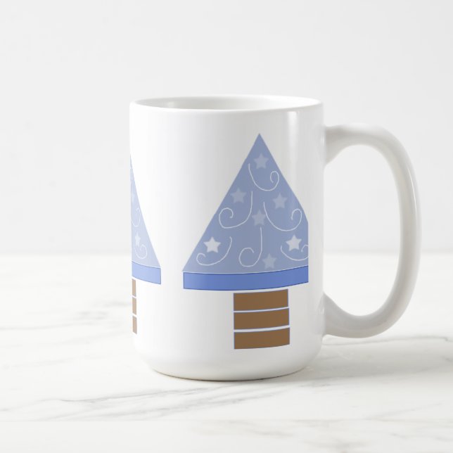 Whimsical Blue Christmas Trees Coffee Mug (Right)