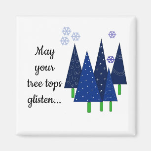 Whimsical Blue Christmas Trees Magnet