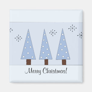Whimsical Blue ChristmasTrees Magnet