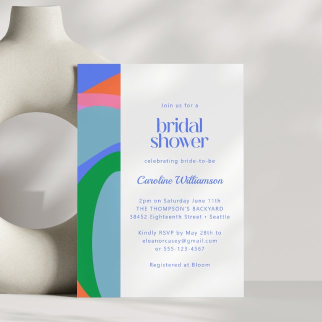 Whimsical Blue Colourful Abstract Art Bridal Showe Invitation (Creator Uploaded)