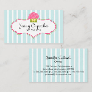 Whimsical Blue Cupcake Bakery Business Card