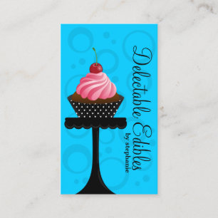 whimsical Blue Cupcake Bakery Business Card