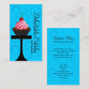 whimsical Blue Cupcake Bakery Business Card
