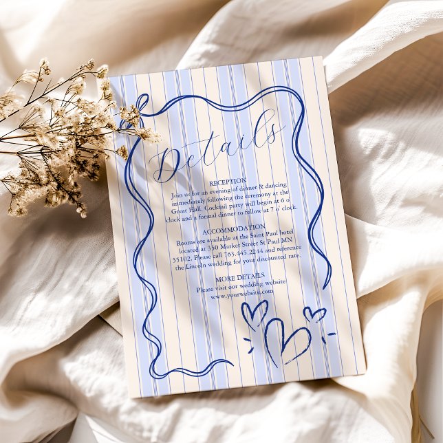 Whimsical Blue Doodle Frame  Wedding Enclosure Card (Creator Uploaded)