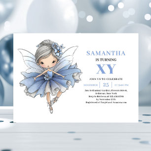 Whimsical Blue Fairy Girl 2nd Birthday Pastel  Invitation