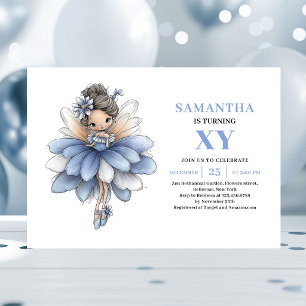Whimsical Blue Fairy Girl Birthday Pastel Magic Invitation
