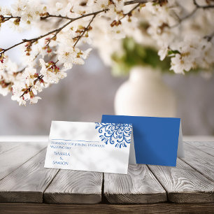 Whimsical Blue Flourish Place Card