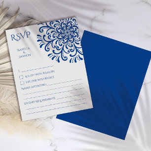 Whimsical Blue Flourish RSVP Card