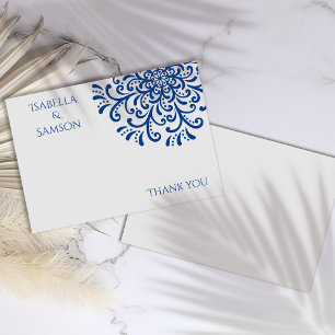 Whimsical Blue Flourish Thank you card