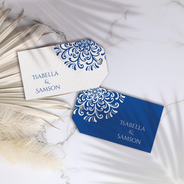 Whimsical Blue Flourish Wedding favour tag (Creator Uploaded)