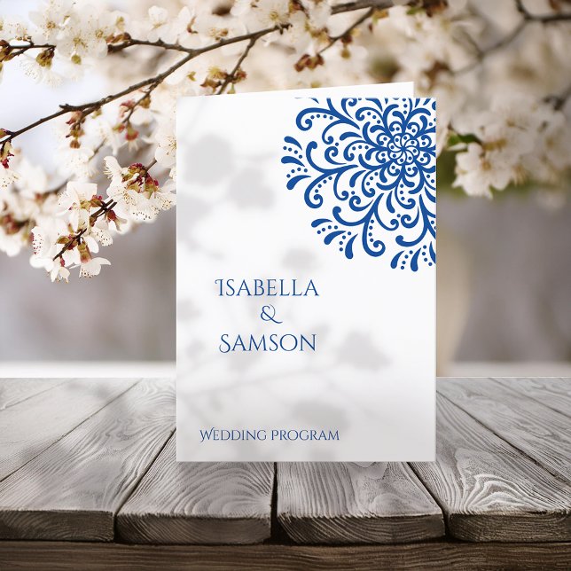 Whimsical Blue Flourish Wedding Program (Creator Uploaded)