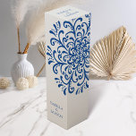 Whimsical Blue Flourish Wedding Wine Box<br><div class="desc">Celebrate your special day with a touch of elegance and sophistication with our unique and artfully designed wedding invitation set. Featuring a pristine white background adorned with a mesmerizing blue rotational symmetry pattern of swashes and dots making up a flowery pattern, this invitation beautifully captures the essence of timeless romance...</div>