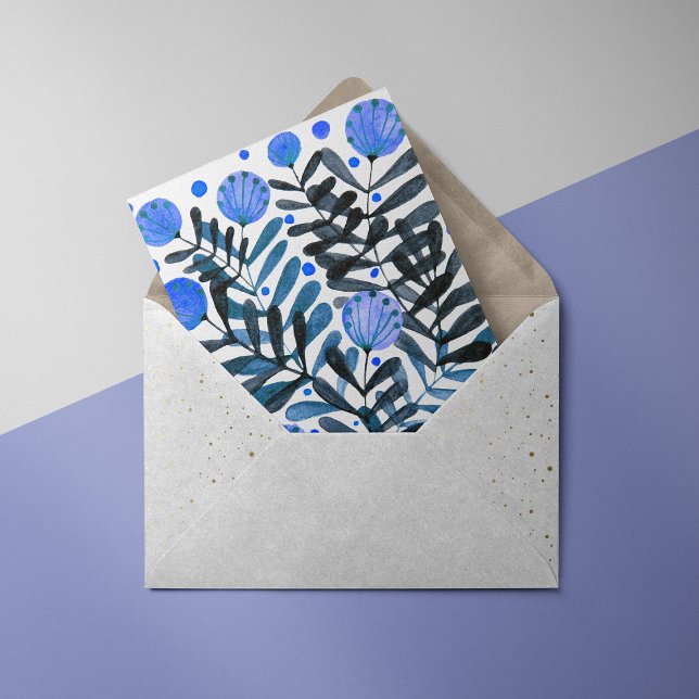 Whimsical blue flowers and foliage  card (Creator Uploaded)